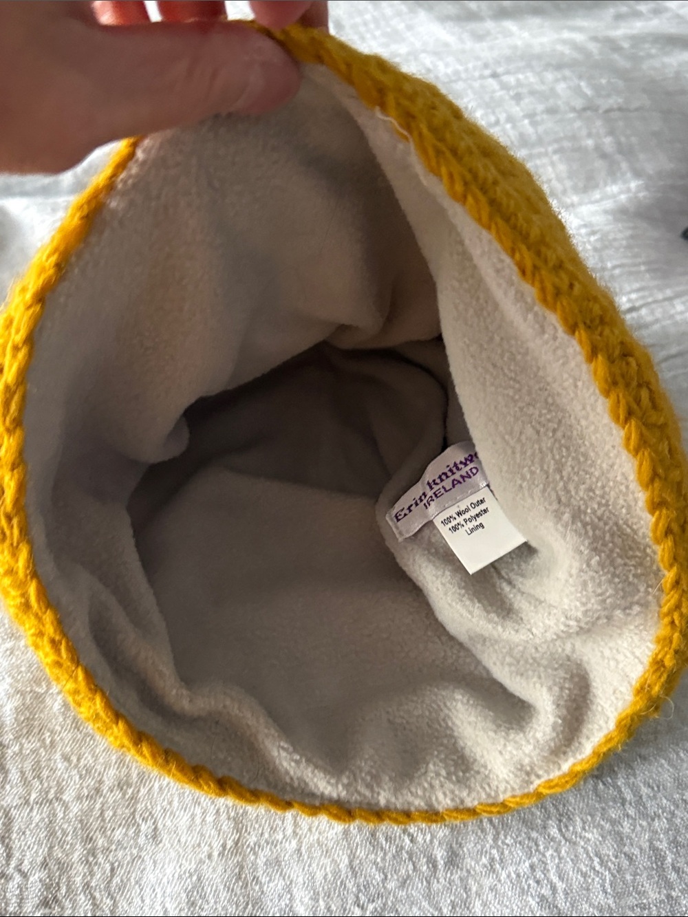 Erin' Mustard Yellow Knit Beanie with Flower Accent - Picture 3 of 3